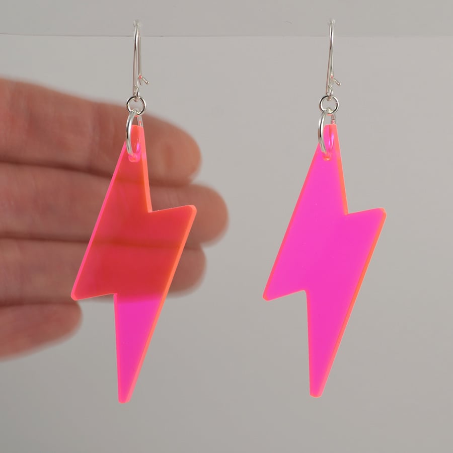 Pink lightning bolt on sale earrings